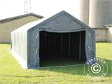 Tente de Stockage PRO 4x12x2x3,1m, PVC, Gris