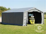 Tenda de armazenagem PRO 5x8x2x3,39m, PVC, Cinza