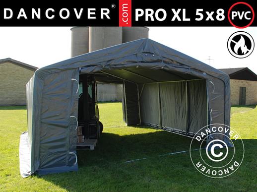 Carpa grande de almacén PRO 5x8x2,5x3,89m, PVC, Gris