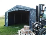 Opslagtent PRO 5x8x2,5x3,89m, PVC, Grijs