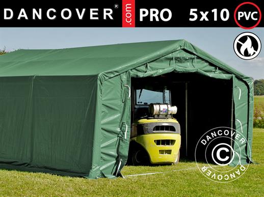 Lagertelt PRO 5x10x2x3,39m, PVC, Grøn