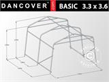 Garažni šator Basic 3,3x3,6x2,4m PE, Siva