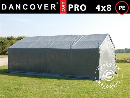 Tente de Stockage PRO 4x8x2x3,1m, PE, Gris