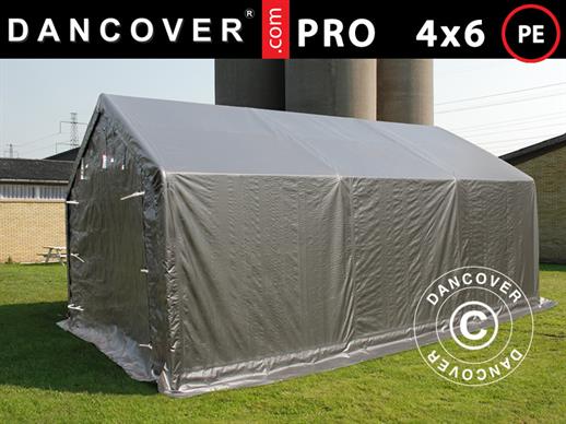 Storage shelter PRO 4x6x2x3.1 m, PE, Grey