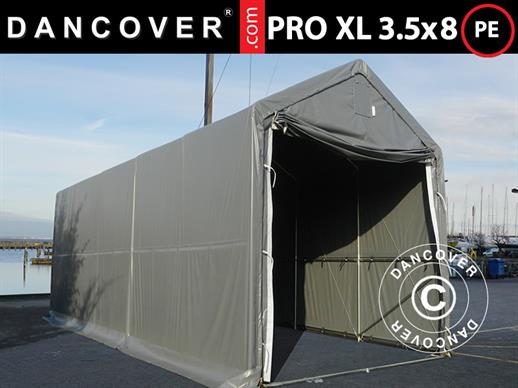 Storage shelter PRO XL 3.5x8x3.3x3.94 m, PE, Grey