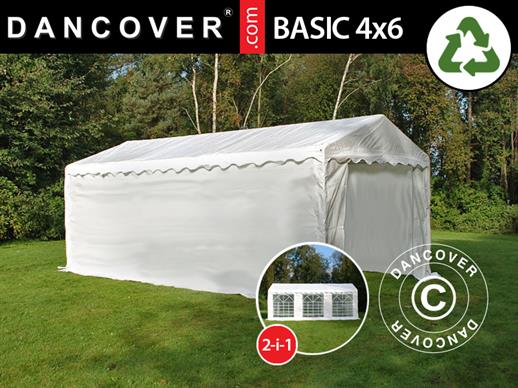Carpa de almacén Basic 2 en 1, 4x6m PE, Blanco