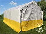 Namiot roboczy PRO 4x6m, PCV, biały/żółty, trudnopalny