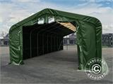 Noliktavas telts PRO 6x12x3,7m PVC ar gaismas caurlaidīgu jumta paneli, Zaļš