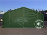Carpa grande de almacén PRO 6x12x3,7m PVC con panel tragaluz de techo, Verde Carpa grande de almacén PRO 6x12x3,7m PVC con panel tragaluz de techo, Verde