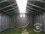 Carpa grande de almacén PRO 6x12x3,7m PVC con panel tragaluz de techo, Gris Carpa grande de almacén PRO 6x12x3,7m PVC con panel tragaluz de techo, Gris