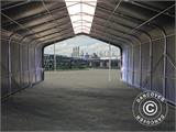 Carpa grande de almacén PRO 6x12x3,7m PVC con panel tragaluz de techo, Gris Carpa grande de almacén PRO 6x12x3,7m PVC con panel tragaluz de techo, Gris