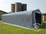 Carpa grande de almacén PRO 6x12x3,7m PVC con panel tragaluz de techo, Gris Carpa grande de almacén PRO 6x12x3,7m PVC con panel tragaluz de techo, Gris