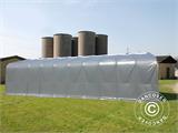 Carpa grande de almacén PRO 6x12x3,7m PVC con panel tragaluz de techo, Gris Carpa grande de almacén PRO 6x12x3,7m PVC con panel tragaluz de techo, Gris