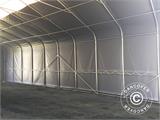 Carpa grande de almacén PRO 6x12x3,7m PVC con panel tragaluz de techo, Gris Carpa grande de almacén PRO 6x12x3,7m PVC con panel tragaluz de techo, Gris