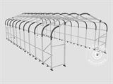 Carpa grande de almacén PRO 6x12x3,7m PVC con panel tragaluz de techo, Gris Carpa grande de almacén PRO 6x12x3,7m PVC con panel tragaluz de techo, Gris