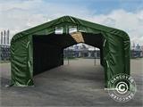 Carpa grande de almacén PRO 7x7x3,8m PVC con panel tragaluz de techo, Verde