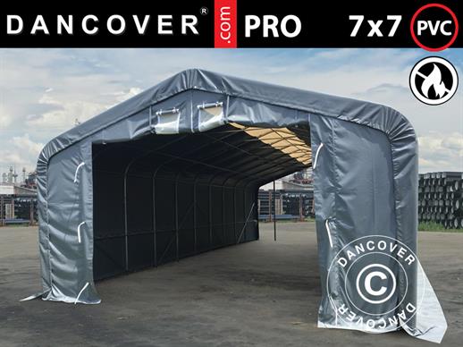 Capannone tenda PRO 7x7x3,8m PVC con pannello centrale, Grigio