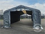 Opslagtent PRO 7x7x3,8m PVC met lichtpaneel, Grijs