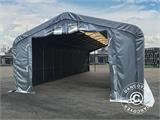 Opslagtent PRO 7x7x3,8m PVC met lichtpaneel, Grijs