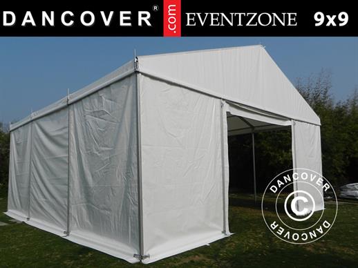 Professionelles Lagerzelt EventZone 9x9m PVC, weiß