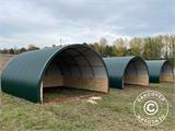 Livestock shelter w/ wooden panels, 5x6x3.23 m, Dark Green