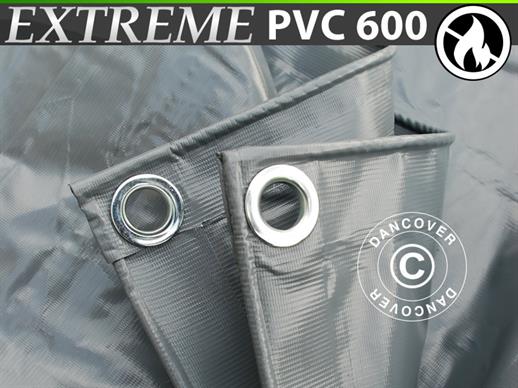 Tarpaulin 4x6 m, PVC 600 g/m², Grey, Flame retardant