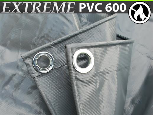 Tarpaulin 6x12 m, PVC 600 g/m², Grey, Flame retardant