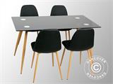 Ensemble table et chaises avec 1 table Torino, noir/chêne + 4 chaises Napoli, noir/chêne
