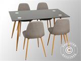 Ensemble table et chaises avec 1 table Torino, noir/chêne + 4 chaises Napoli, gris/chêne RESTE SEULEMENT 1 PC