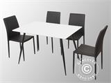 Ensemble table et chaises avec 1 table Siena, blanc/noir + 4 chaises Firenze, noir/noir
