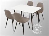Ensemble table et chaises avec 1 table Siena, blanc/noir + 4 chaises Venezia, gris/noir
