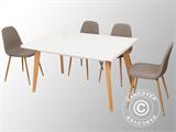 Ensemble table et chaises avec 1 table Roma, blanc/chêne + 4 chaises Napoli, gris/chêne
