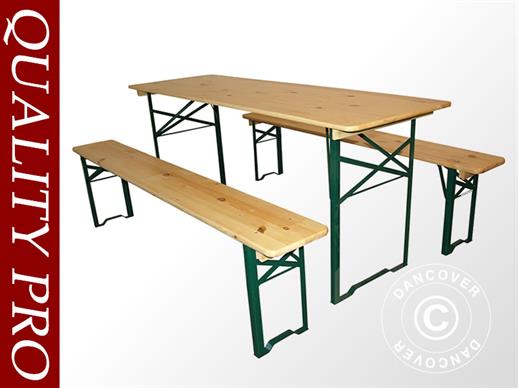 Set tafel en banken 180x60x78cm, Licht hout
