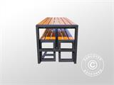 Picknicktisch mit 2 Bänken, 166x70cm/150x30cm, Dunkles Holz/Schwarz