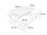 Piknikpöytä, Nonwood, 1,51x1,76x0,72m, Musta/Antrasiitti