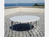Tavolo tondo pieghevole 154 cm Ø + 8 sedie, Grigio chiaro/Bianco