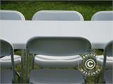 Parti forfait, 1 table pliante PRO (182cm) + 8 chaises pliantes, Gris clair/Blanc