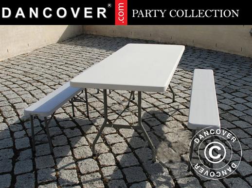 Pakiet Party 1 składany stół (240cm) + 2 składane ławki (244cm)