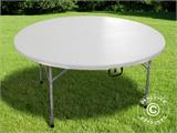 Table pliante PRO Ø152cm + 8 chaises, Gris clair/Blanc