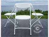 Mesa plegable PRO Ø152cm + 8 sillas, Gris claro/Blanco