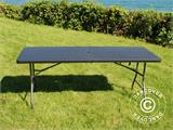 Table pliante, imitation rotin, 182x74x74cm, noir, Table pliante, imitation rotin, 182x74x74cm, noir, - 1