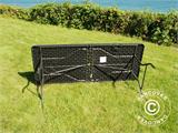 Table pliante, imitation rotin, 182x74x74cm, noir, Table pliante, imitation rotin, 182x74x74cm, noir, - 2