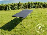 Table pliante, imitation rotin, 182x74x74cm, noir, Table pliante, imitation rotin, 182x74x74cm, noir, - 4
