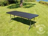 Table pliante PRO, imitation rotin, 182x74x74cm, Noir,