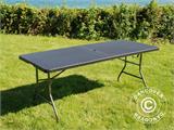 Table pliante, imitation rotin, 182x74x74cm, noir, Table pliante, imitation rotin, 182x74x74cm, noir, - 11