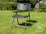Chaise pliante en imitation rotin 48x57x83cm, Noir, 4 pcs Chaise pliante en imitation rotin 48x57x83cm, Noir, 4 pcs - 1