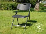 Folding Chair, Rattan-look 48x57x83 cm, Black, 4 pcs. ONLY 1 SET LEFT