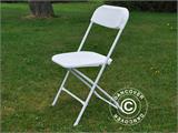 Parti forfait, 1 table pliante (150 cm) + 4 chaises pliantes, Gris clair/Blanc