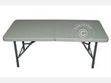 Conjunto para fiesta, 1 mesa plegable (150 cm) + 4 sillas, Gris claro/Blanco