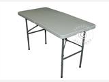 Conjunto para fiesta, 1 mesa plegable (150 cm) + 4 sillas, Gris claro/Blanco